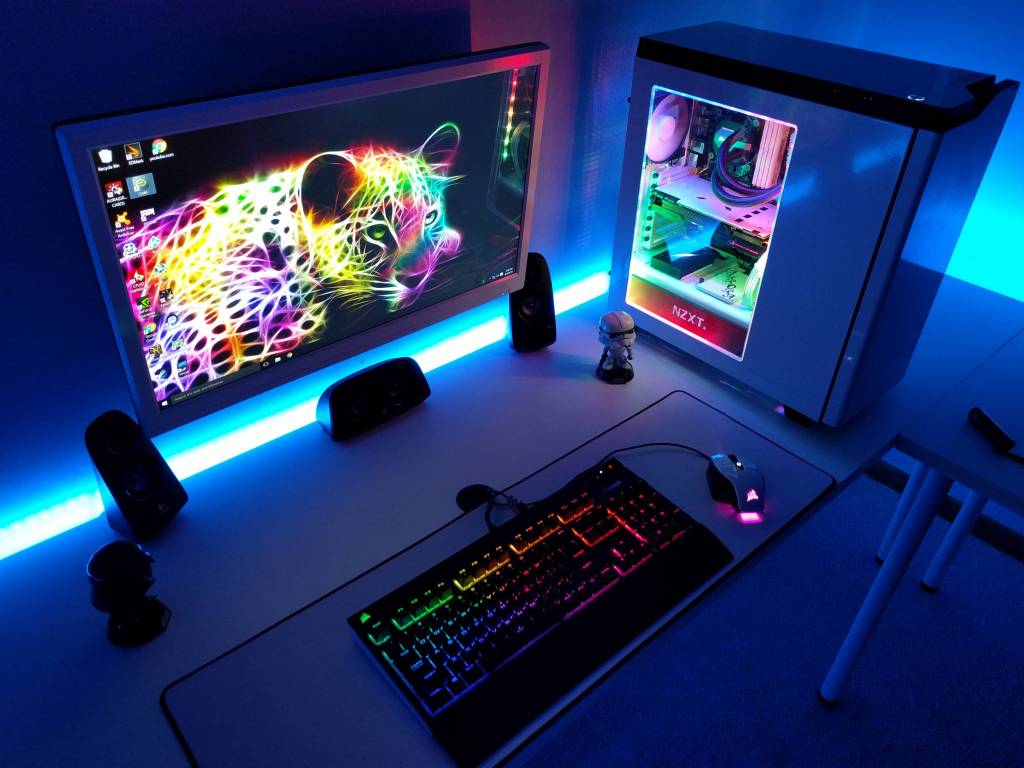 Gaming PC with monitor and peripherals