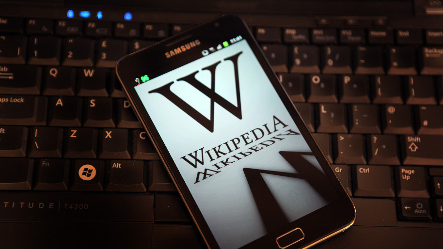 Wikipedia logo on a smartphone