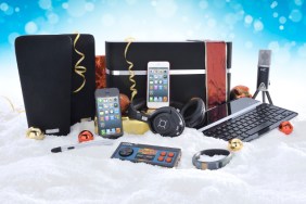 Holiday tech gifts in snow