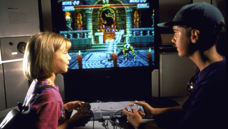 Mortal Kombat game being played on PlayStation