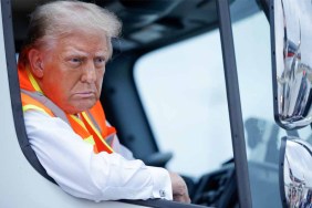 Donald trump riding garbage truck