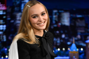 Lily-Rose Depp Jimmy Fallon cape LBD