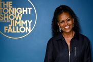 Former First Lady of the United States Michelle Obama poses backstage on Wednesday, April 19, 2023.