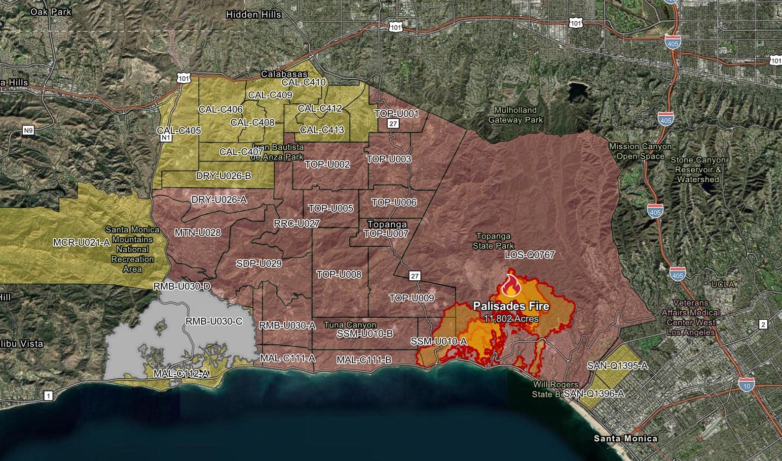 Palisades Fire Map Reveals How Far The Flames Have Spread in Los ...