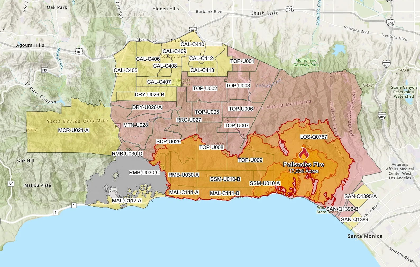 Palisades Fire Map Reveals How Far The Flames Have Spread in Los ...