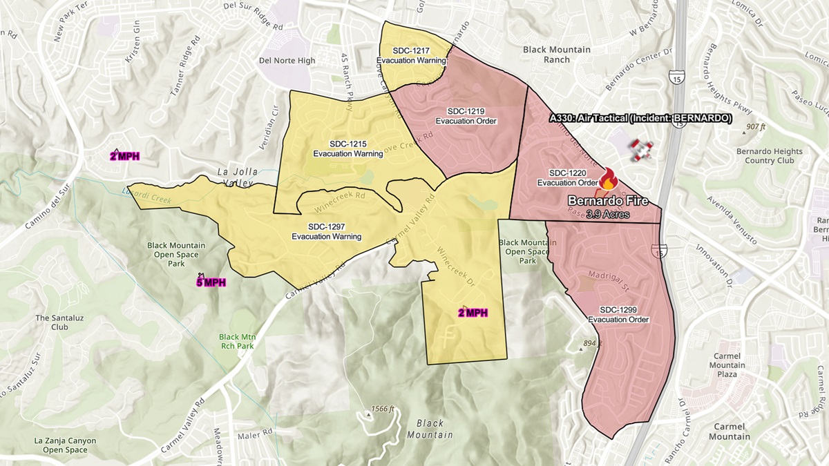 Rancho Bernardo Fire Map in San Diego Reveals How Much the Wildfire Has ...