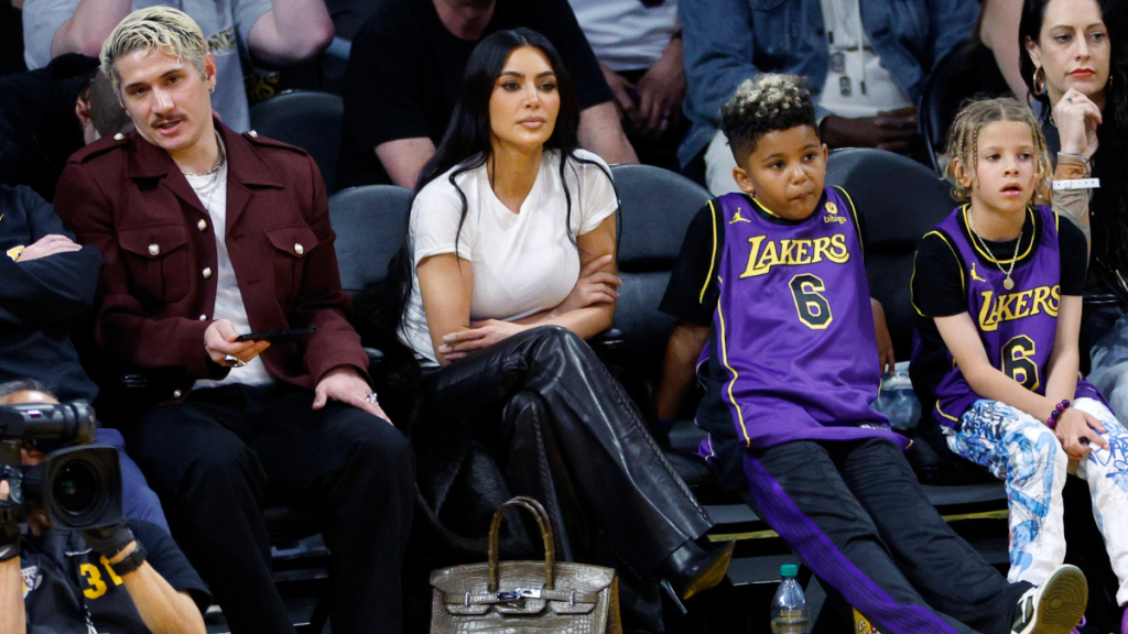 Kim Kardashian with her kids