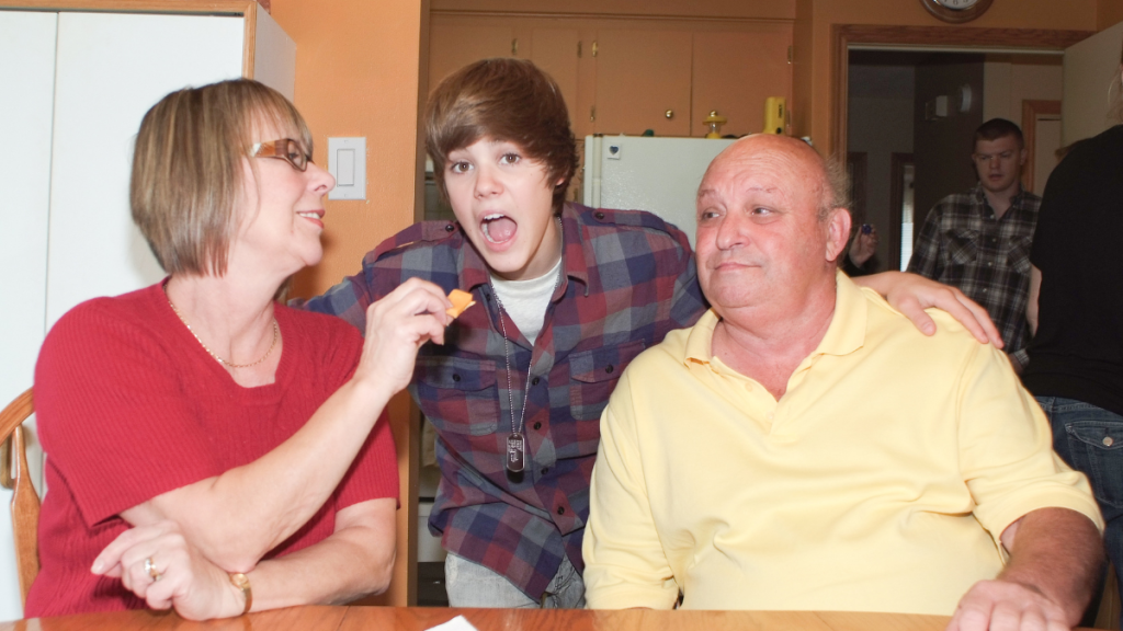 Justin Bieber with his grandfather Bruce Dale