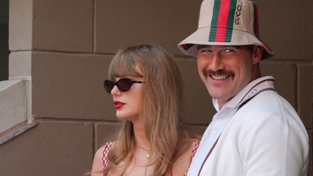Travis Kelce proposing Taylor Swift
