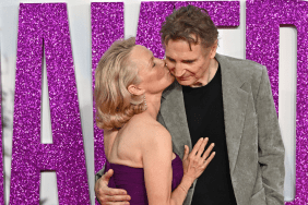 Liam Neeson & Pamela Anderson Share a Kiss at Naked Gun Premiere
