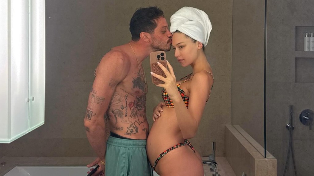 Pete Davidson's Girlfriend Flaunts Baby Bump in Bikini With Him