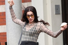 Anne Hathaway Barely Avoids a Mini-Skirt Wardrobe Malfunction