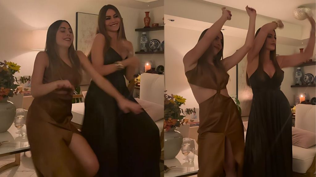 Sofia Vergara Shows Off Her Dance Moves in Black Dress With 'Mini Me'