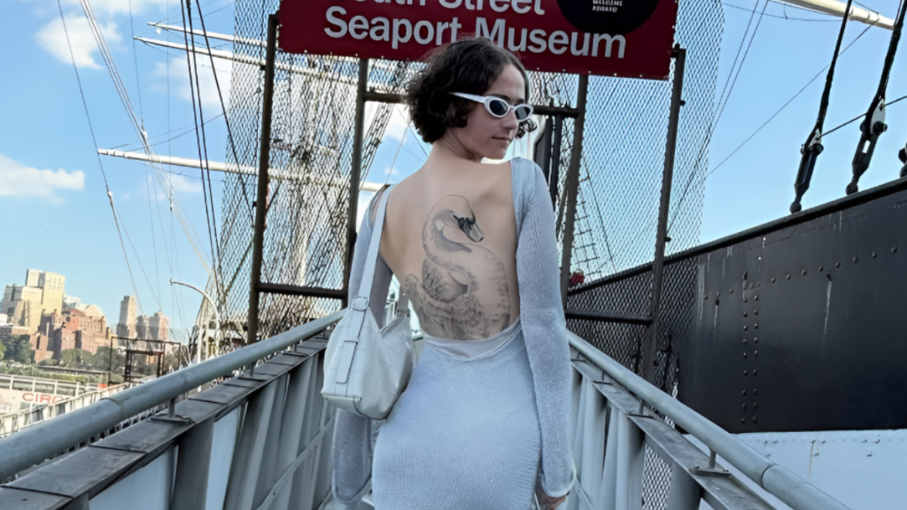 Kamala Harris' Stepdaughter Ella Emhoff Shows Off Tattoo in Backless Dress