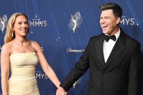 SNL's Colin Jost Engages in PDA With Scarlett Johansson in Red Carpet Video