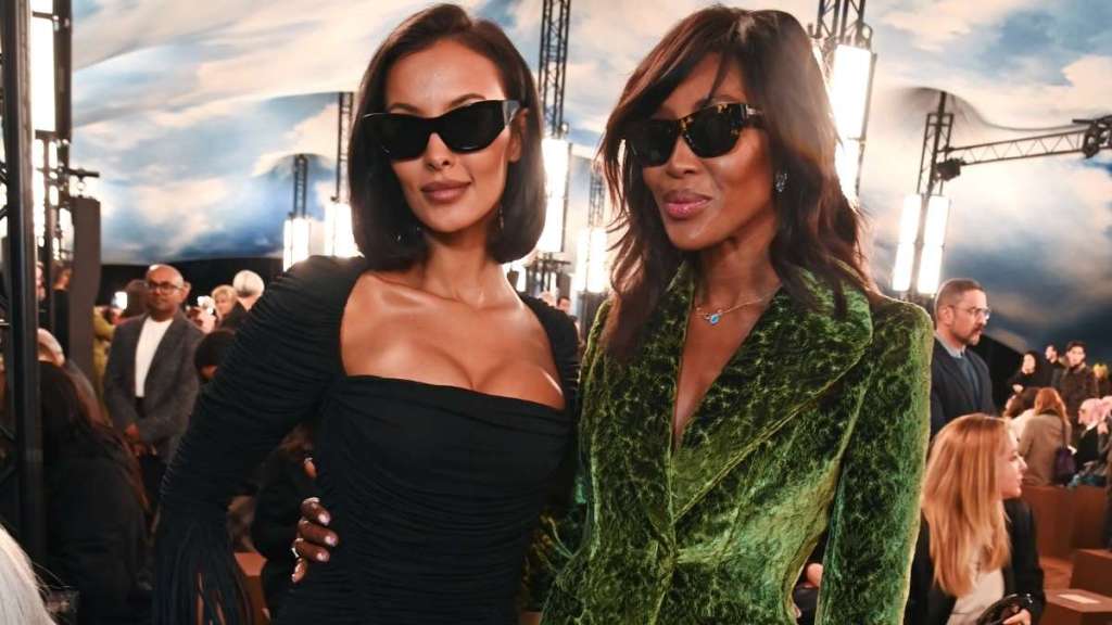 Naomi Campbell Dominates Burberry Show in Velvet Suit With Floral Motifs