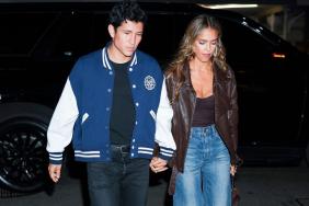 Jessica Alba Pairs Risqué Top With Unbuttoned Leather Jacket for Date Night