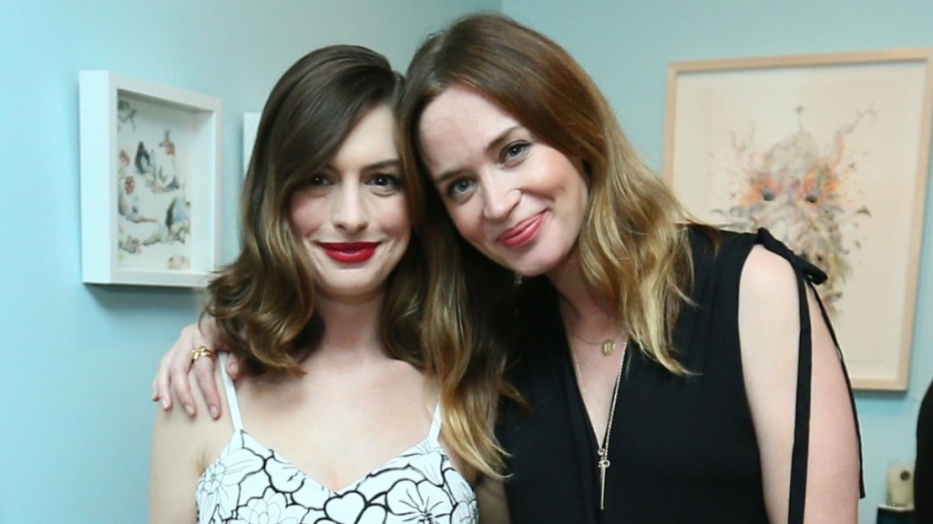Anne Hathaway & Emily Blunt Share a Laugh in New Devil Wears Prada 2 Set Photos