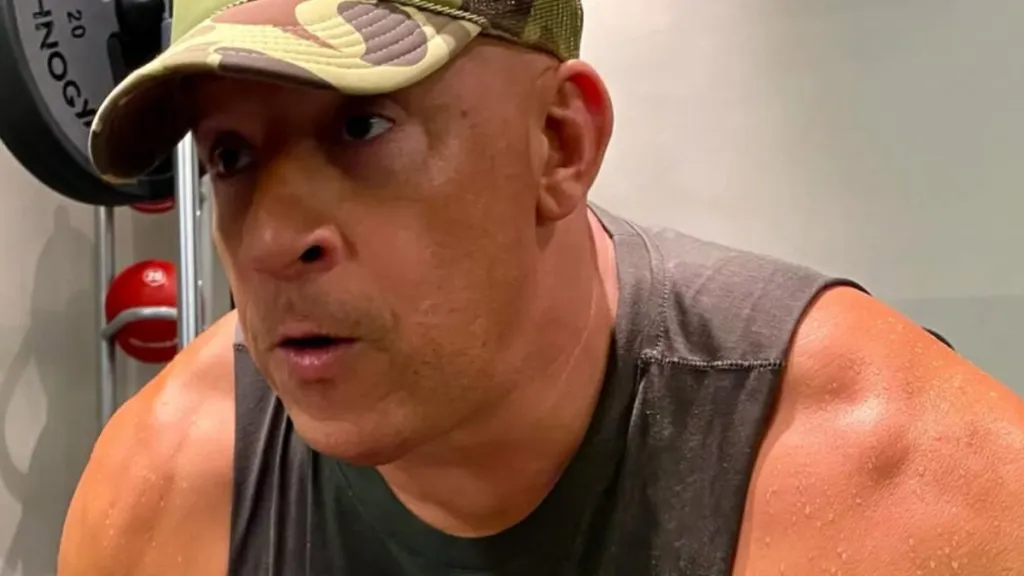 Vin Diesel Showcases His Muscular Biceps in Sleeveless Outfit