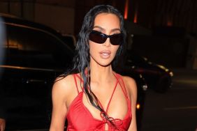 Kim Kardashian Is 'Red Hot Mama' in Sheer Backless Dress
