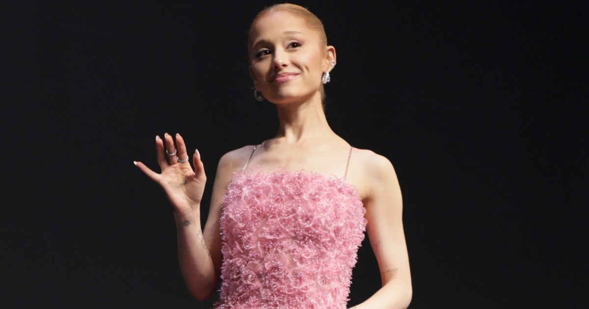 ariana grande metallic dress Ariana Grande Wears a Gravity-Defying Haute Couture Gown at the Oscars 2025