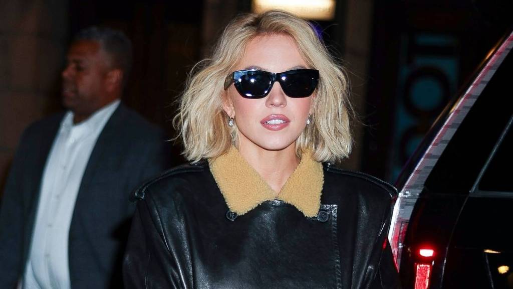 Sydney Sweeney Brings on the Edge With Leather Shorts & Jacket