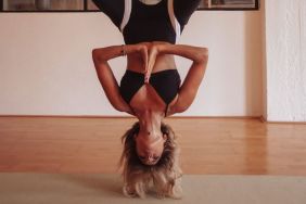 Sylvie Meis' Upside-Down Pose in Bra Top Is Hard to Miss