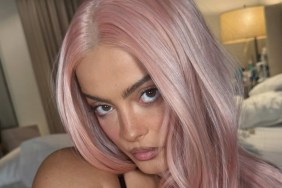 Bebe Rexha’s Lace Bra Peeks Out From High-Slit Dress