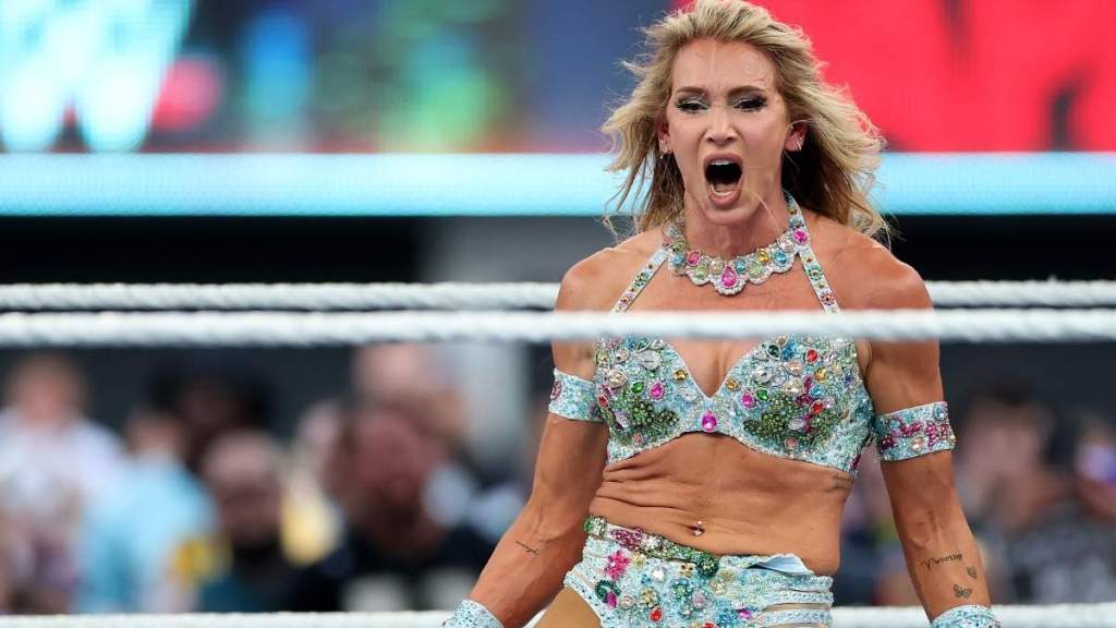 WWE’s Charlotte Flair Shows off Her Abs in Black Bra