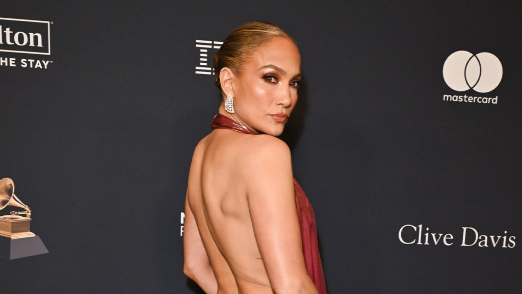 Jennifer Lopez Wows in Dress Held up by Just 2 Strings for Christmas