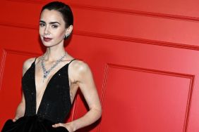 Lily Collins Turns Heads in Black Dress Held Together by Thin Straps