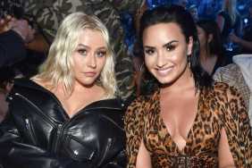 Demi Lovato & Christina Aguilera Snuggling in Their Fur Coats