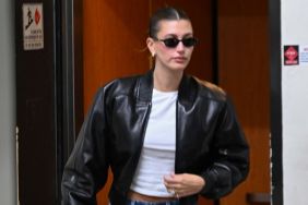 Hailey Bieber’s Festive Look Centered on Sleek Bottega Veneta Tote