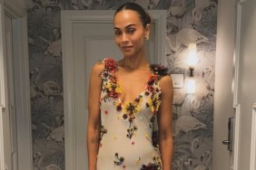 Zoe Saldana Wearing Bold Floral Dress Turns Up the Heat Fast