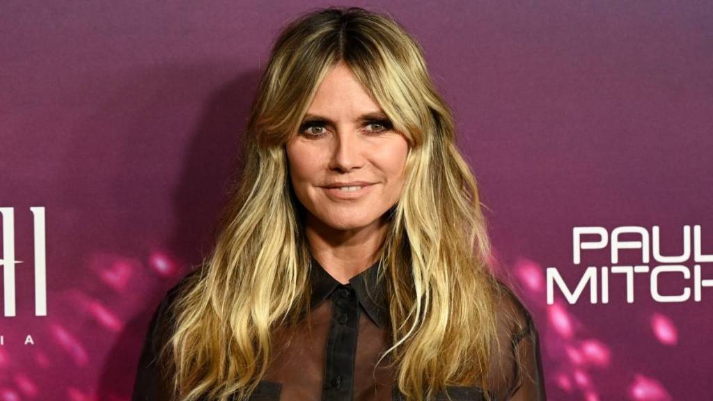 Heidi Klum's Office wear Includes Sheer Shirt