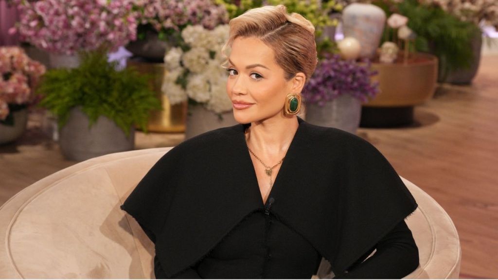 Rita Ora Exercises in Bold Red Mini-Shorts