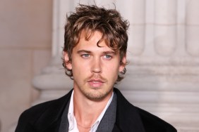 Austin Butler Wears Black Overcoat at YSL Fashion Show