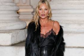 Kate Moss Wears High Slit Skirt for YSL Show