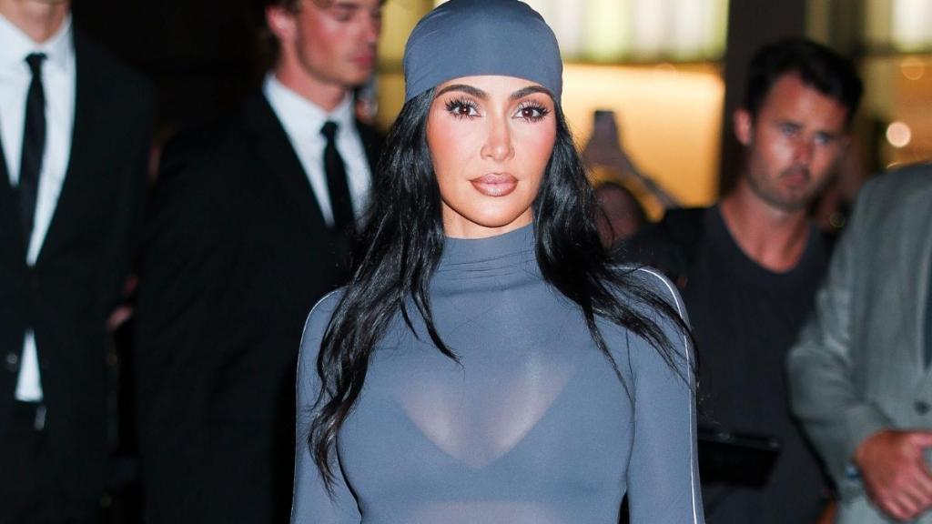 Kim Kardashian's Leather Bra Top Look Is a Vibe