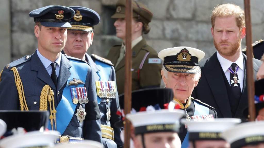 Prince William, King Charles III and Prince Harry