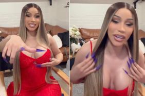 Cardi B's Long Nails Almost Overshadow Bold Stringy Dress