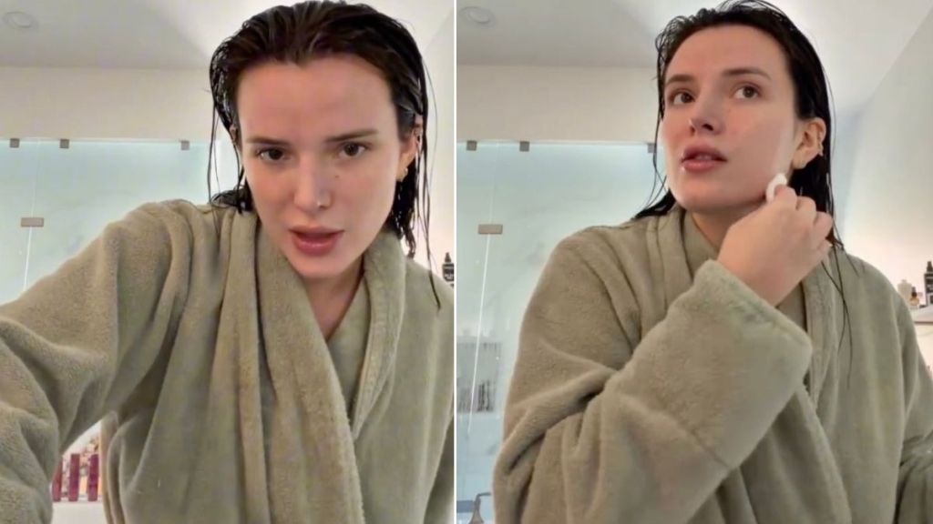Bella Thorne Gets Ready for the Day in Only a Robe