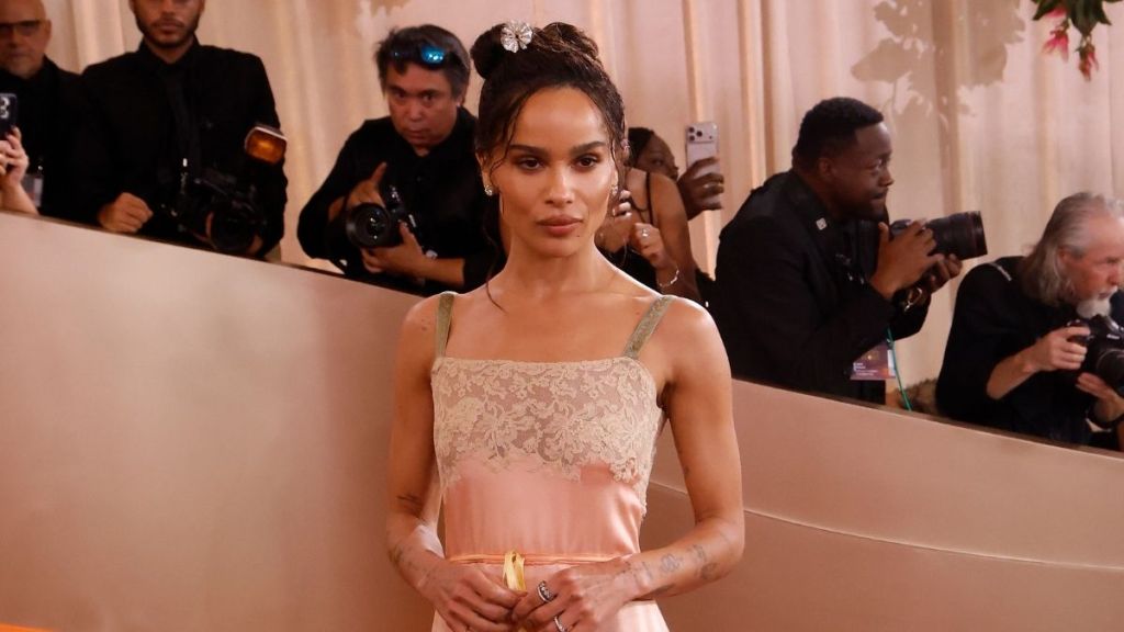 Zoë Kravitz in Saint Laurent Slip Dress Channels Lingerie
