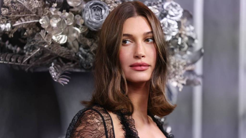 Hailey Bieber Stuns in Bikini Top Paired With Fur Coat for Vogue