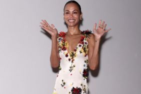 Zoe Saldana’s Dress Held by Strings Packs a Sheer Twist at Screening