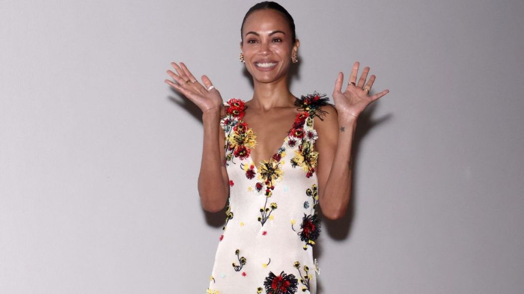 Zoe Saldana’s Dress Held by Strings Packs a Sheer Twist at Screening