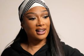 Megan Thee Stallion Amps up Thom Browne Look With Bold High Slit Skirt