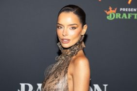 Maura Higgins Steals the Show in Backless Latex Sheer Illusion Dress