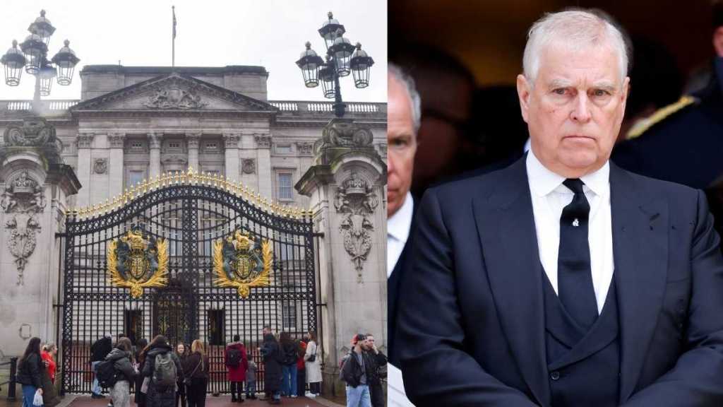 Ex-Prince Andrew’s Epstein Files Photos Displayed on Buckingham Palace Gates