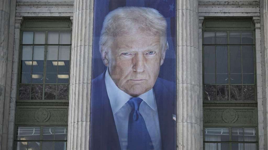 Donald Trump's Banner Displayed at Justice Department Headquarters